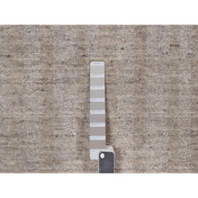 Load image into Gallery viewer, 9&#39;x12&#39; Light Brown, Vertical Stripes Design With Salt And Pepper Effect, Undyed Natural Wool, Hand Loomed, Oriental Rug FWR549978