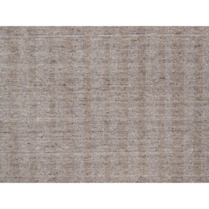 9'x12' Light Brown, Vertical Stripes Design With Salt And Pepper Effect, Undyed Natural Wool, Hand Loomed, Oriental Rug FWR549978