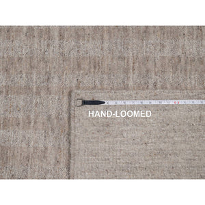 9'x12' Light Brown, Vertical Stripes Design With Salt And Pepper Effect, Undyed Natural Wool, Hand Loomed, Oriental Rug FWR549978