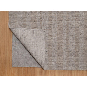 8'1"x10' Tan Brown, Hand Loomed, Salt And Pepper Effect With Vertical Stripes Design, Undyed Natural Wool, Oriental Rug FWR549990