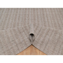 Load image into Gallery viewer, 8&#39;1&quot;x10&#39; Tan Brown, Hand Loomed, Salt And Pepper Effect With Vertical Stripes Design, Undyed Natural Wool, Oriental Rug FWR549990