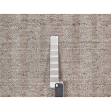 Load image into Gallery viewer, 8&#39;1&quot;x10&#39; Tan Brown, Hand Loomed, Salt And Pepper Effect With Vertical Stripes Design, Undyed Natural Wool, Oriental Rug FWR549990