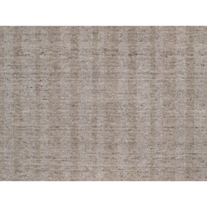 8'1"x10' Tan Brown, Hand Loomed, Salt And Pepper Effect With Vertical Stripes Design, Undyed Natural Wool, Oriental Rug FWR549990