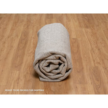 Load image into Gallery viewer, 8&#39;1&quot;x10&#39; Tan Brown, Hand Loomed, Salt And Pepper Effect With Vertical Stripes Design, Undyed Natural Wool, Oriental Rug FWR549990