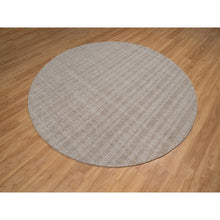 Load image into Gallery viewer, 8&#39;x8&#39; Light Brown, Salt And Pepper Effect With Stripes Design, Hand Loomed, Undyed Natural Wool, Round, Oriental Rug FWR549996