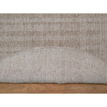 Load image into Gallery viewer, 8&#39;x8&#39; Light Brown, Salt And Pepper Effect With Stripes Design, Hand Loomed, Undyed Natural Wool, Round, Oriental Rug FWR549996