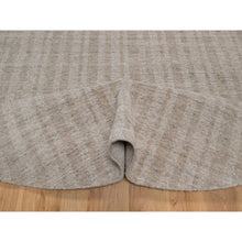 Load image into Gallery viewer, 8&#39;x8&#39; Light Brown, Salt And Pepper Effect With Stripes Design, Hand Loomed, Undyed Natural Wool, Round, Oriental Rug FWR549996
