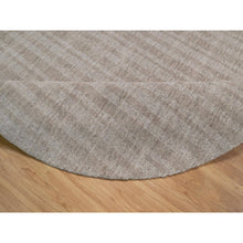 Load image into Gallery viewer, 8&#39;x8&#39; Light Brown, Salt And Pepper Effect With Stripes Design, Hand Loomed, Undyed Natural Wool, Round, Oriental Rug FWR549996