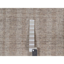 Load image into Gallery viewer, 8&#39;x8&#39; Light Brown, Salt And Pepper Effect With Stripes Design, Hand Loomed, Undyed Natural Wool, Round, Oriental Rug FWR549996