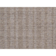 Load image into Gallery viewer, 8&#39;x8&#39; Light Brown, Salt And Pepper Effect With Stripes Design, Hand Loomed, Undyed Natural Wool, Round, Oriental Rug FWR549996