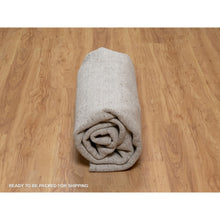 Load image into Gallery viewer, 8&#39;x8&#39; Light Brown, Salt And Pepper Effect With Stripes Design, Hand Loomed, Undyed Natural Wool, Round, Oriental Rug FWR549996