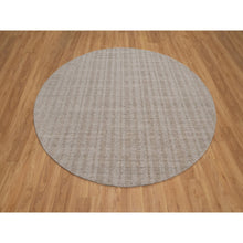 Load image into Gallery viewer, 8&#39;x8&#39; Beaver Brown, Salt And Pepper Effect With Stripes Design, Hand Loomed, Undyed Natural Wool, Round, Oriental Rug FWR550002