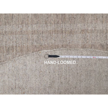 Load image into Gallery viewer, 8&#39;x8&#39; Beaver Brown, Salt And Pepper Effect With Stripes Design, Hand Loomed, Undyed Natural Wool, Round, Oriental Rug FWR550002