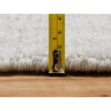 Load image into Gallery viewer, 2&#39;7&quot;x12&#39; Alabaster White, Salt And Pepper Effect With Vertical Stripes Design, Undyed Natural Wool, Hand Loomed, Runner, Oriental Rug FWR550008