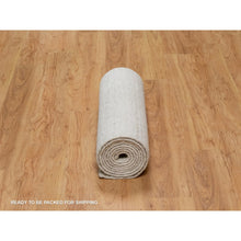 Load image into Gallery viewer, 2&#39;6&quot;x12&#39; Papyrus White, Salt And Pepper Effect With Vertical Stripes Design, Hand Loomed, Undyed Natural Wool, Runner, Oriental Rug FWR550014