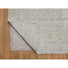 Load image into Gallery viewer, 2&#39;5&quot;x10&#39; Chiffon White, Hand Loomed, Salt And Pepper Effect With Vertical Stripes Design, Undyed Natural Wool, Runner, Oriental Rug FWR550020