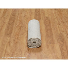 Load image into Gallery viewer, 2&#39;5&quot;x10&#39; Chiffon White, Hand Loomed, Salt And Pepper Effect With Vertical Stripes Design, Undyed Natural Wool, Runner, Oriental Rug FWR550020