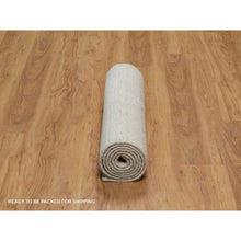 Load image into Gallery viewer, 2&#39;8&quot;x8&#39; Alabaster White, Undyed Natural Wool, Vertical Stripes Design With Salt And Pepper Effect, Hand Loomed, Runner, Oriental Rug FWR550032