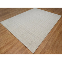 Load image into Gallery viewer, 9&#39;x12&#39; Papyrus White, Undyed Natural Wool, Vertical Stripes Design With Salt And Pepper Effect, Hand Loomed, Oriental Rug FWR550038