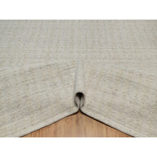 Load image into Gallery viewer, 9&#39;x12&#39; Papyrus White, Undyed Natural Wool, Vertical Stripes Design With Salt And Pepper Effect, Hand Loomed, Oriental Rug FWR550038