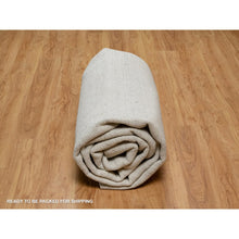 Load image into Gallery viewer, 9&#39;x12&#39; Papyrus White, Undyed Natural Wool, Vertical Stripes Design With Salt And Pepper Effect, Hand Loomed, Oriental Rug FWR550038