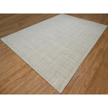 Load image into Gallery viewer, 10&#39;x14&#39; Papyrus White, Undyed Natural Wool, Vertical Stripes Design With Salt And Pepper Effect, Hand Loomed, Oriental Rug FWR550044