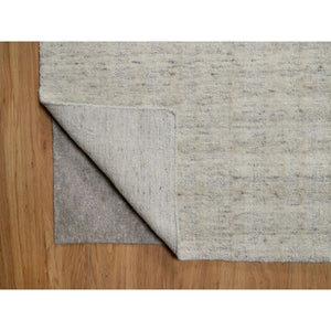 10'x14' Papyrus White, Undyed Natural Wool, Vertical Stripes Design With Salt And Pepper Effect, Hand Loomed, Oriental Rug FWR550044