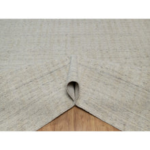 Load image into Gallery viewer, 10&#39;x14&#39; Papyrus White, Undyed Natural Wool, Vertical Stripes Design With Salt And Pepper Effect, Hand Loomed, Oriental Rug FWR550044