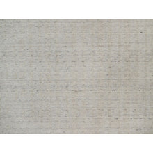 Load image into Gallery viewer, 10&#39;x14&#39; Papyrus White, Undyed Natural Wool, Vertical Stripes Design With Salt And Pepper Effect, Hand Loomed, Oriental Rug FWR550044