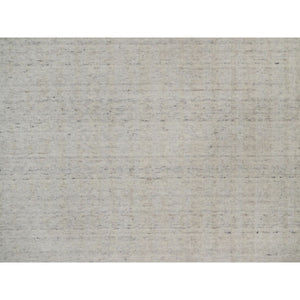 10'x14' Papyrus White, Undyed Natural Wool, Vertical Stripes Design With Salt And Pepper Effect, Hand Loomed, Oriental Rug FWR550044
