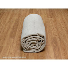 Load image into Gallery viewer, 10&#39;x14&#39; Papyrus White, Undyed Natural Wool, Vertical Stripes Design With Salt And Pepper Effect, Hand Loomed, Oriental Rug FWR550044
