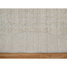 Load image into Gallery viewer, 8&#39;x8&#39; Linen White, Undyed Natural Wool, Vertical Stripes Design With Salt And Pepper Effect, Hand Loomed, Round, Oriental Rug FWR550056