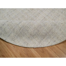 Load image into Gallery viewer, 8&#39;x8&#39; Linen White, Undyed Natural Wool, Vertical Stripes Design With Salt And Pepper Effect, Hand Loomed, Round, Oriental Rug FWR550056