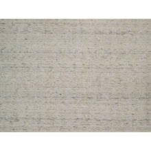 Load image into Gallery viewer, 8&#39;x8&#39; Linen White, Undyed Natural Wool, Vertical Stripes Design With Salt And Pepper Effect, Hand Loomed, Round, Oriental Rug FWR550056