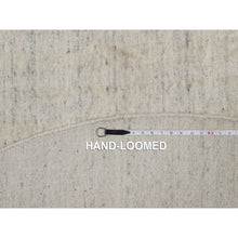 Load image into Gallery viewer, 8&#39;x8&#39; Linen White, Undyed Natural Wool, Vertical Stripes Design With Salt And Pepper Effect, Hand Loomed, Round, Oriental Rug FWR550056