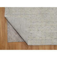 Load image into Gallery viewer, 8&#39;1&quot;x10&#39; Alabaster White, Hand Loomed, Vertical Stripes Design With Salt And Pepper Effect, Undyed Natural Wool, Oriental Rug FWR550062