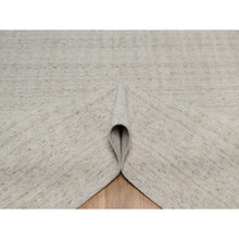 Load image into Gallery viewer, 8&#39;1&quot;x10&#39; Alabaster White, Hand Loomed, Vertical Stripes Design With Salt And Pepper Effect, Undyed Natural Wool, Oriental Rug FWR550062