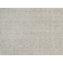 Load image into Gallery viewer, 8&#39;1&quot;x10&#39; Alabaster White, Hand Loomed, Vertical Stripes Design With Salt And Pepper Effect, Undyed Natural Wool, Oriental Rug FWR550062