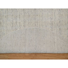 Load image into Gallery viewer, 6&#39;x6&#39; Bone White, Vertical Stripes Design With Salt And Pepper Effect, Undyed Natural Wool, Hand Loomed, Round, Oriental Rug FWR550068