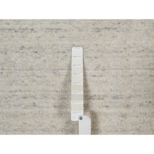 Load image into Gallery viewer, 6&#39;x6&#39; Bone White, Vertical Stripes Design With Salt And Pepper Effect, Undyed Natural Wool, Hand Loomed, Round, Oriental Rug FWR550068