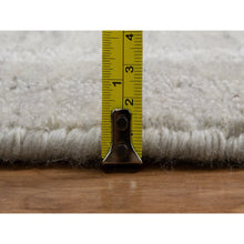 Load image into Gallery viewer, 6&#39;x6&#39; Bone White, Vertical Stripes Design With Salt And Pepper Effect, Undyed Natural Wool, Hand Loomed, Round, Oriental Rug FWR550068