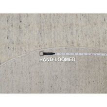 Load image into Gallery viewer, 6&#39;x6&#39; Bone White, Vertical Stripes Design With Salt And Pepper Effect, Undyed Natural Wool, Hand Loomed, Round, Oriental Rug FWR550068