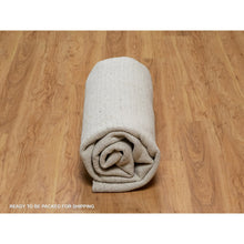 Load image into Gallery viewer, 8&#39;x8&#39; Chiffon White, Undyed Natural Wool, Vertical Stripes Design With Salt And Pepper Effect, Hand Loomed, Round, Oriental Rug FWR550080