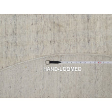 Load image into Gallery viewer, 8&#39;x8&#39; Chiffon White, Undyed Natural Wool, Vertical Stripes Design With Salt And Pepper Effect, Hand Loomed, Round, Oriental Rug FWR550080