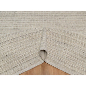 10'1"x14' Bone White, Loomed Knotted, Modern Plain Decor Box Design, Pure Wool, Soft To The Touch, Oriental Rug FWR550104