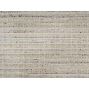 10'1"x14' Bone White, Loomed Knotted, Modern Plain Decor Box Design, Pure Wool, Soft To The Touch, Oriental Rug FWR550104