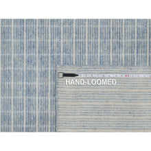 Load image into Gallery viewer, 9&#39;1&quot;x12&#39; Faded Denim Blue, Modern Plain Decor Box Design, Loomed Knotted, Pure Wool, Soft To The Touch, Oriental Rug FWR550122