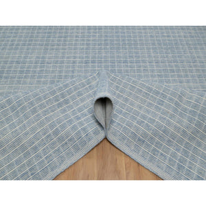 10'1"x14' Coronet Blue, Soft To The Touch, Modern Plain Decor Box Design, Pure Wool, Loomed Knotted, Oriental Rug FWR550128