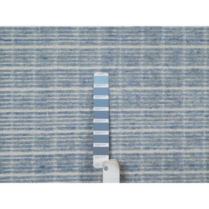 10'1"x14' Coronet Blue, Soft To The Touch, Modern Plain Decor Box Design, Pure Wool, Loomed Knotted, Oriental Rug FWR550128