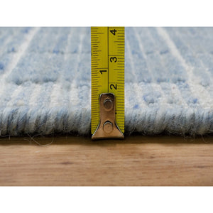 10'1"x14' Coronet Blue, Soft To The Touch, Modern Plain Decor Box Design, Pure Wool, Loomed Knotted, Oriental Rug FWR550128